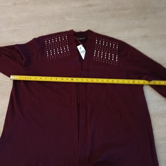 Lane Bryant NWT Dark Red Open Cardigan Sparkle Detail Sweater Sz 22 - Picture 7 of 11